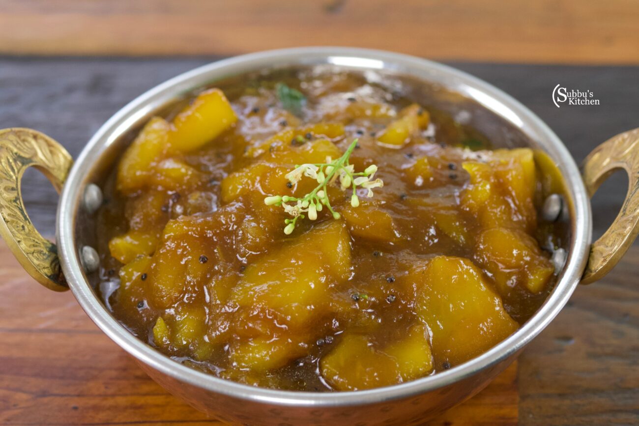 Raw Mango Pachadi Recipe Mangai Pachadi Recipe Subbus Kitchen