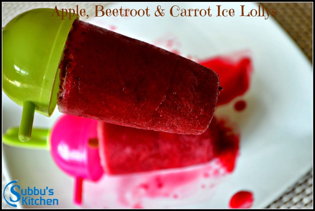 Apple, Beetroot, Carrot Ice Lollys Subbus Kitchen