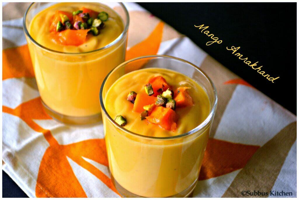 Mango Shrikhand or Amrakhand or Aamkhand Recipe Subbus Kitchen