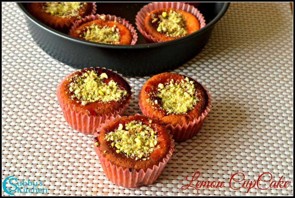 Eggless Lemon Pistachio CupCake Recipe Subbus Kitchen