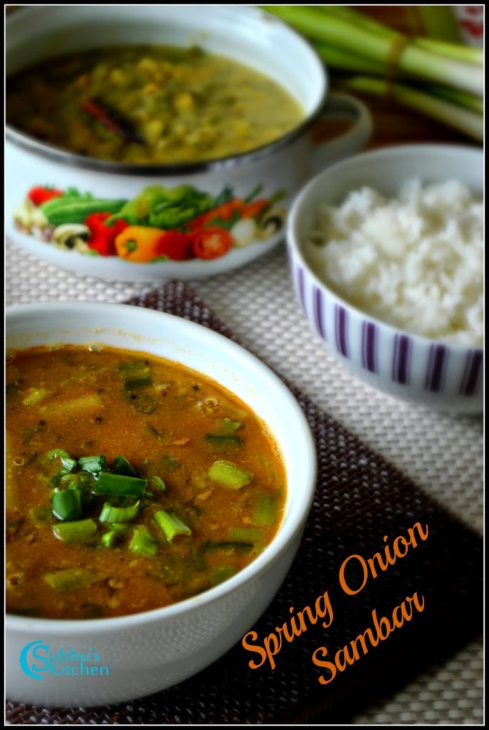 Spring Onion Sambar Recipe Vengaya Thal Sambar Recipe Subbus Kitchen