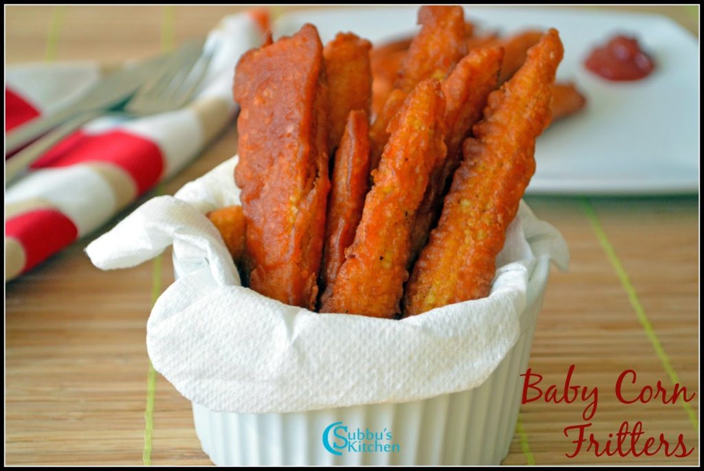 Baby Corn Fritters Recipe Baby Corn Fingers Recipe Subbus Kitchen