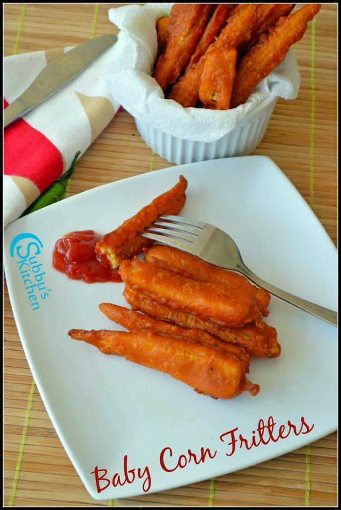 Baby Corn Fritters Recipe Baby Corn Fingers Recipe Subbus Kitchen