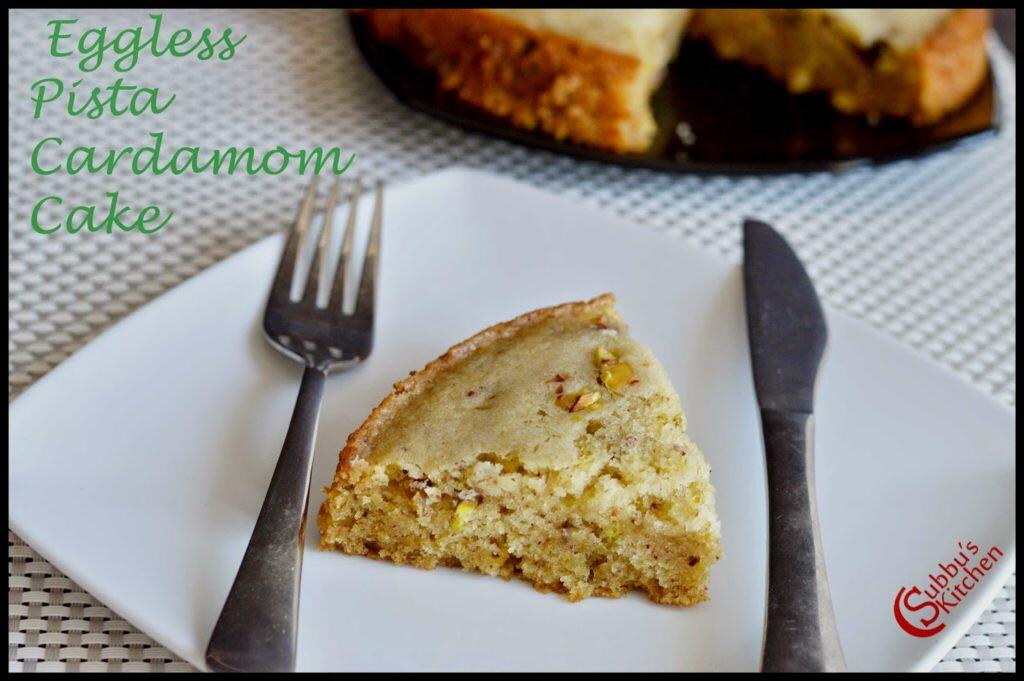 Eggless Pistachio Cardamom Cake Recipe (Pressure Cooker Method)