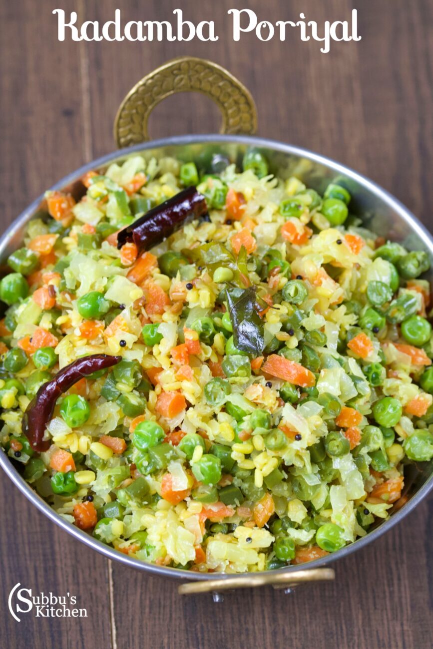 Cabbage Kadamba Curry Mixed Vegetable Poriyal Recipe Subbus Kitchen