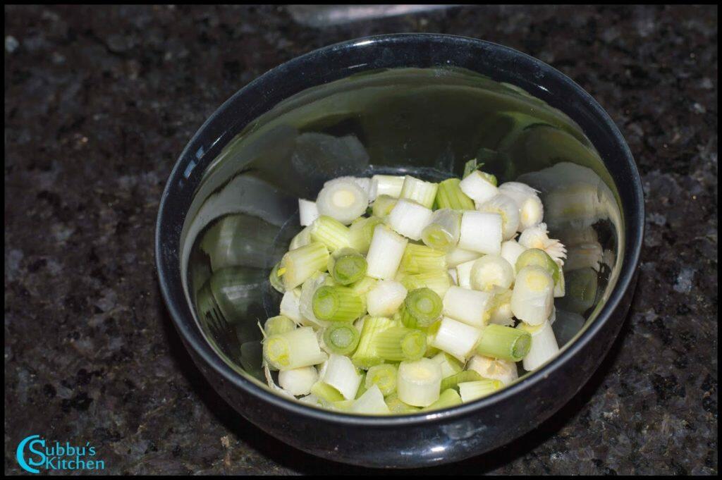 Spring Onion Leaves Poriyal Recipe Vengaya Thazhai Poriyal Recipe Subbus Kitchen