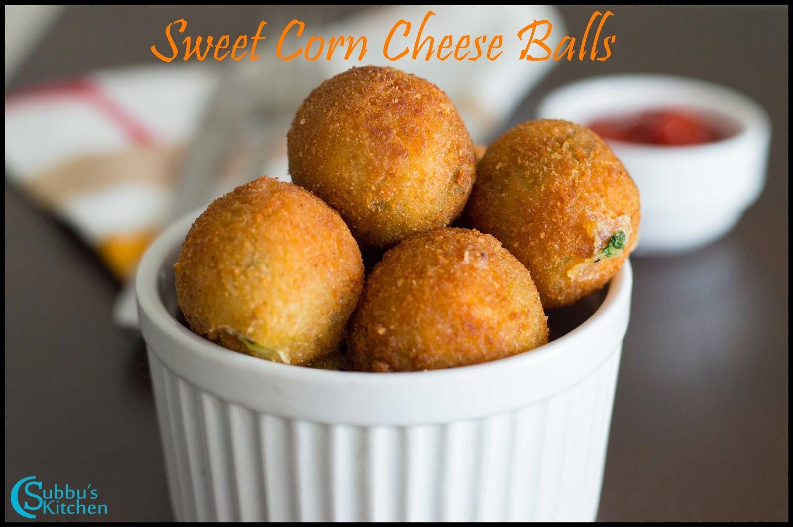 Sweet Corn Cheese Balls Recipe   Cheese Corn Balls Recipe   Subbus ...