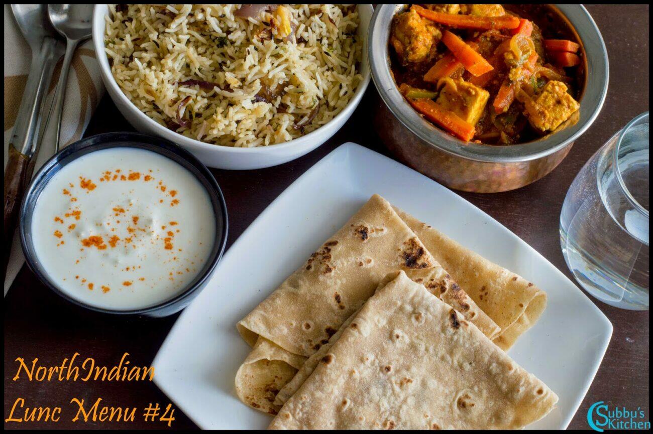 NorthIndian Lunch Menu #4 - Rumali Roti, Paneer Jalfrezi, Jeera Rice ...