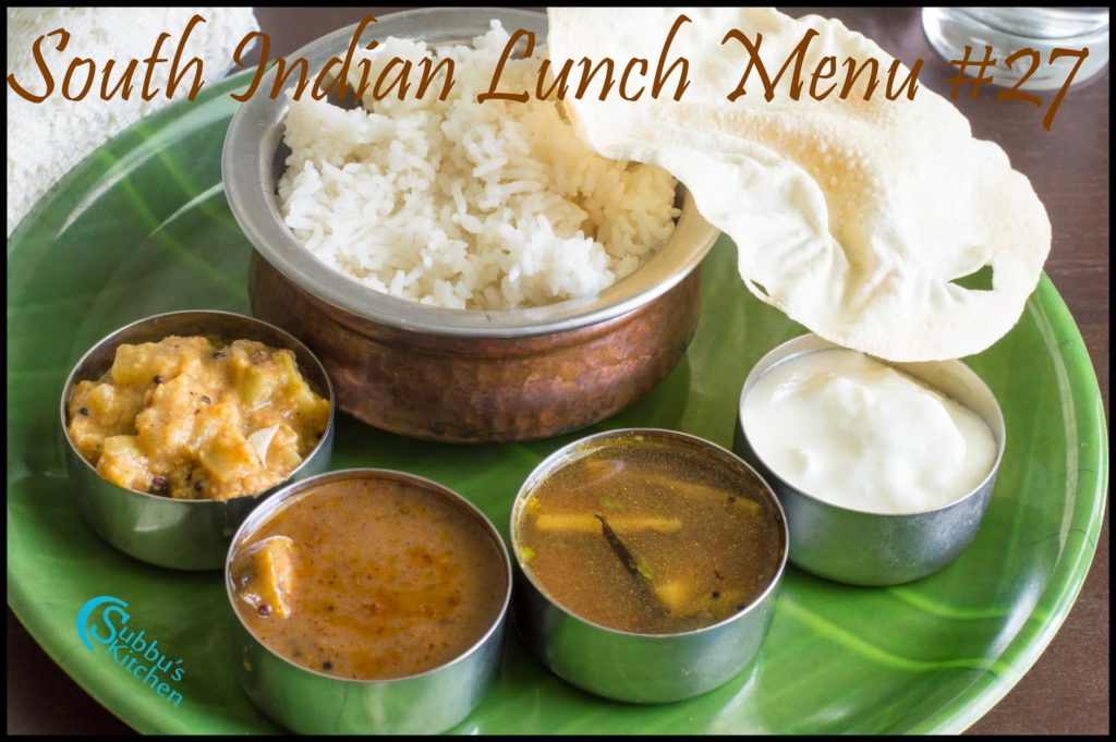 South Indian Lunch Menu 27 Omam Vendhaya Kuzhambu, Chow Chow kootu