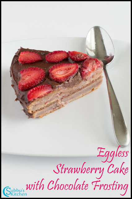 Eggless Strawberry Cake Recipe | Strawberry Cake with Chocolate Frosting Recipe