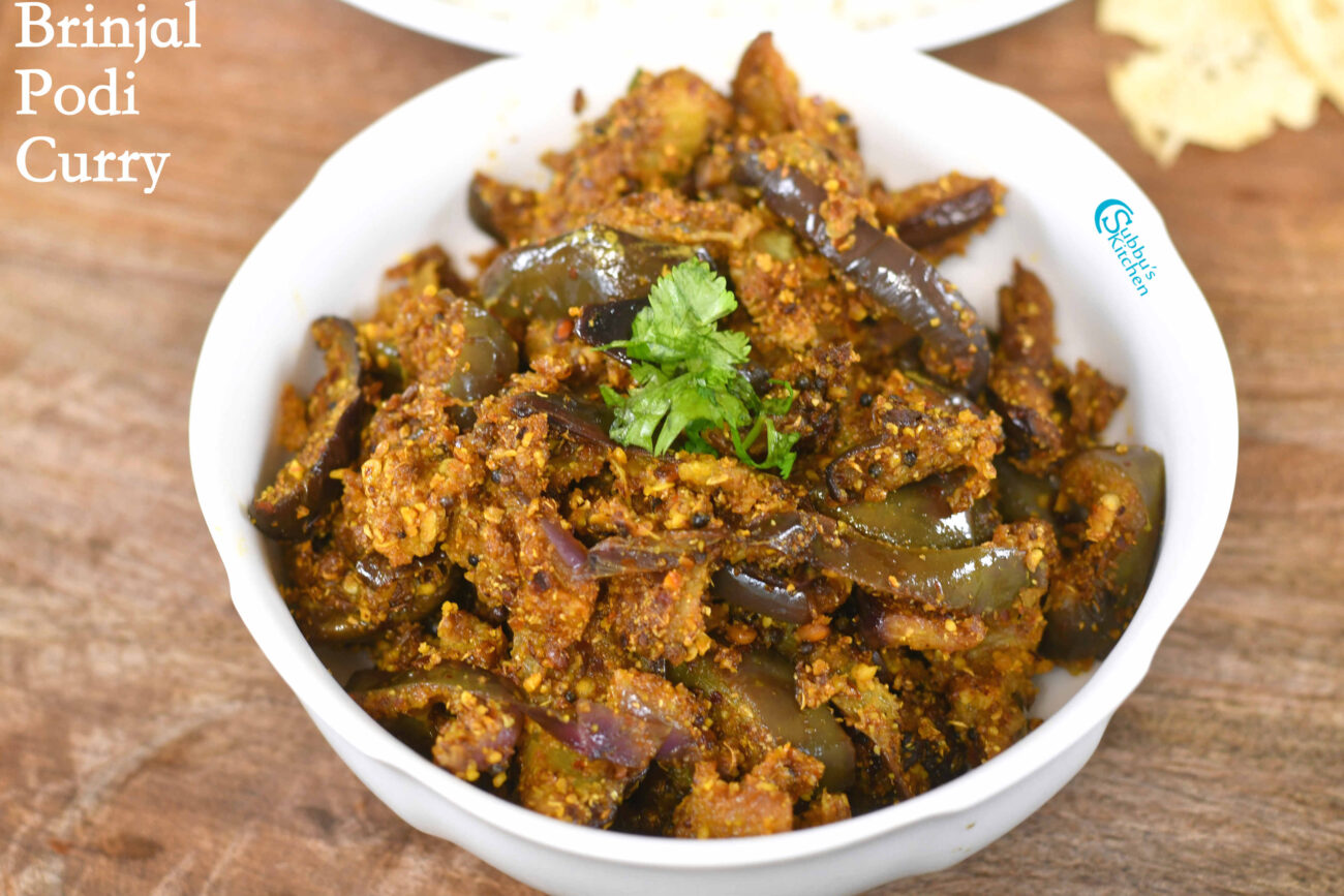 Brinjal Podi Curry Recipe Kathirikkai Podi Potta Curry Subbus Kitchen
