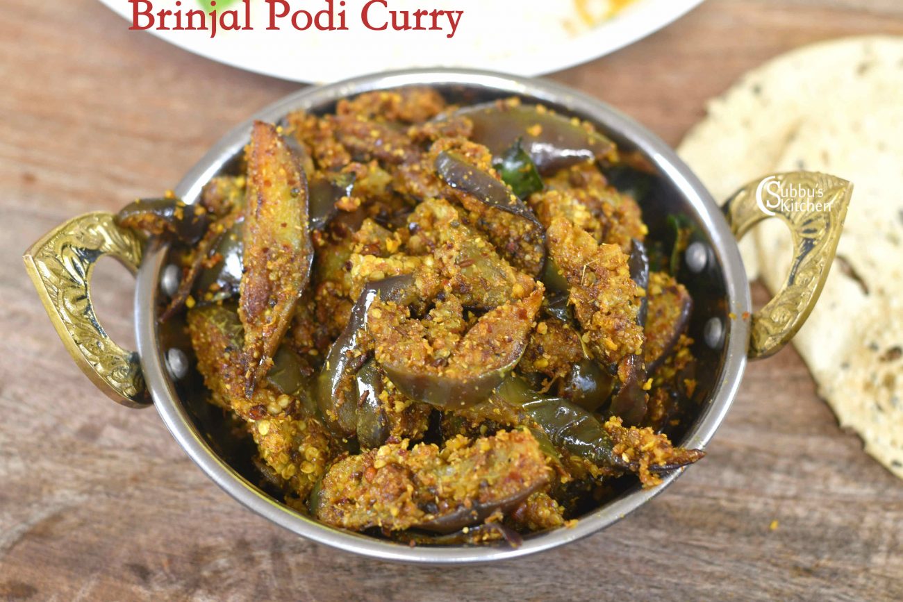 Brinjal Podi Curry Recipe Kathirikkai Podi Potta Curry Subbus Kitchen