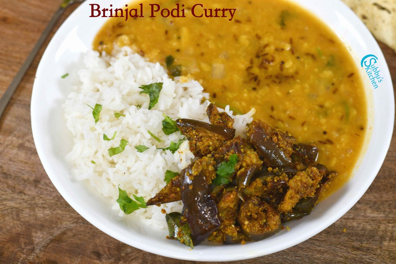 Brinjal Podi Curry Recipe Kathirikkai Podi Potta Curry Subbus Kitchen