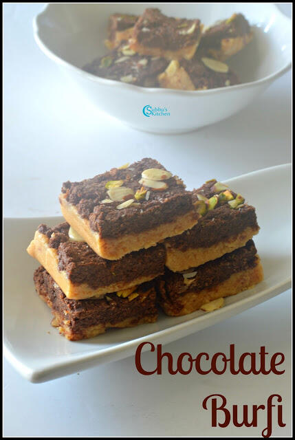 Chocolate Khoya Burfi | Double Layered Chocolate Burfi Recipe