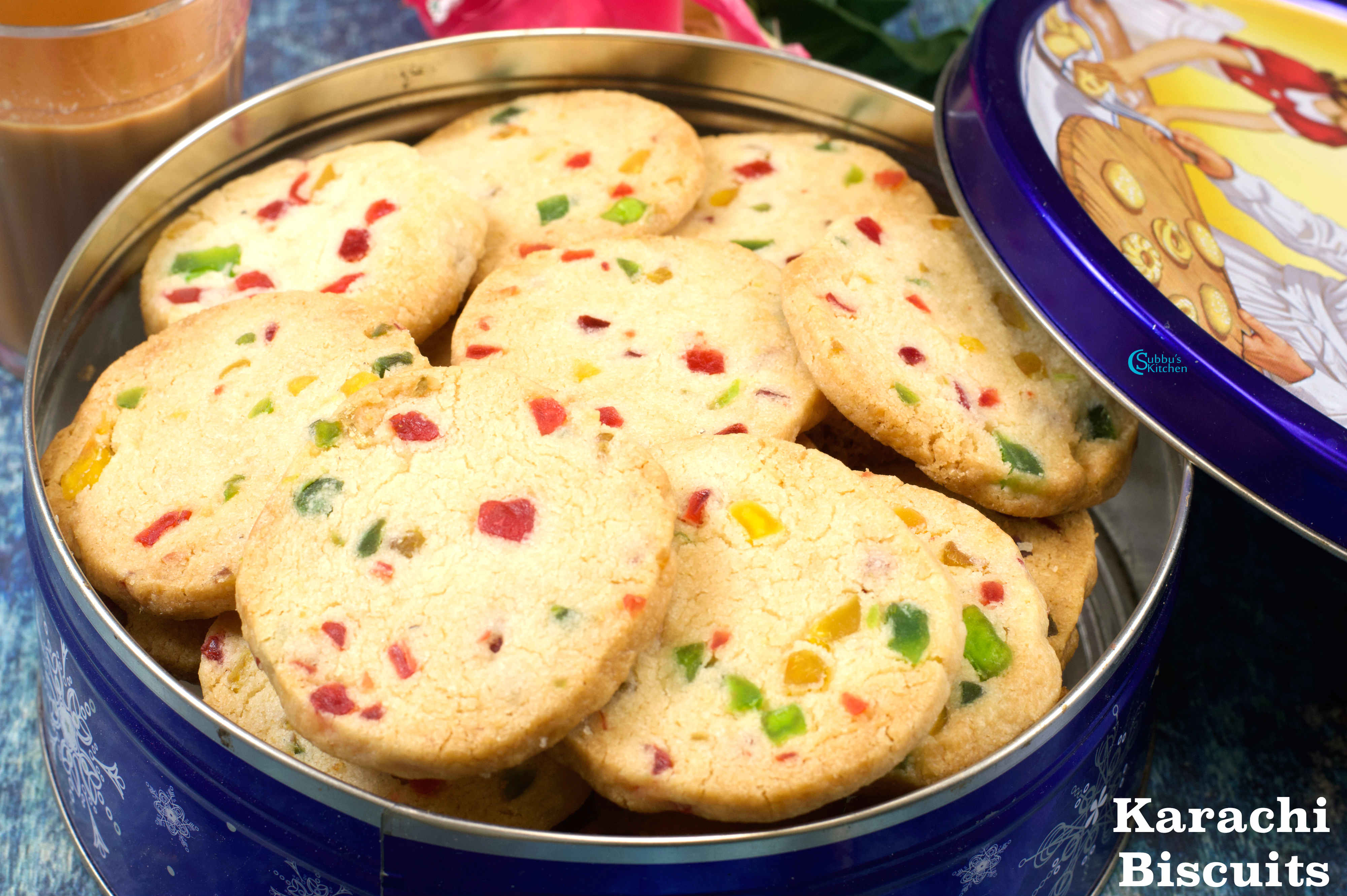Tutti Frutti Biscuits in Pressure Cooker Karachi Biscuits Fruit Cookies Subbus Kitchen