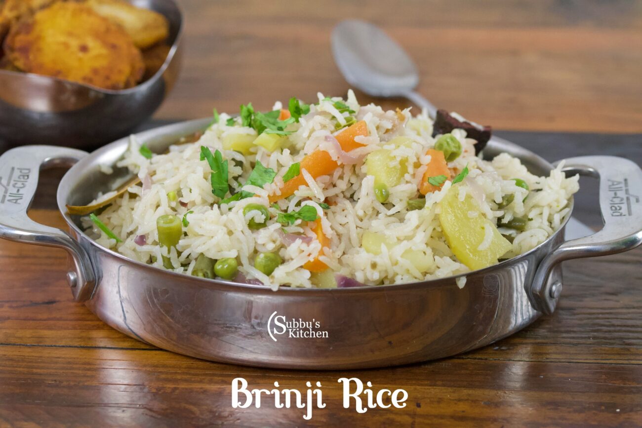 Brinji Rice Recipe Vegetable Brinji Rice Recipe Subbus Kitchen