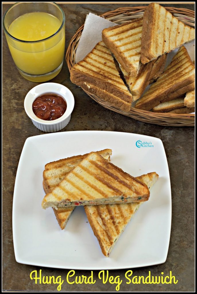 Hung Curd Veg Sandwich Recipe