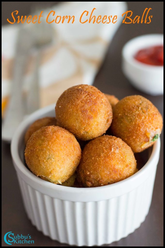 Sweet Corn Cheese Balls Recipe Cheese Corn Balls Recipe Subbus Kitchen