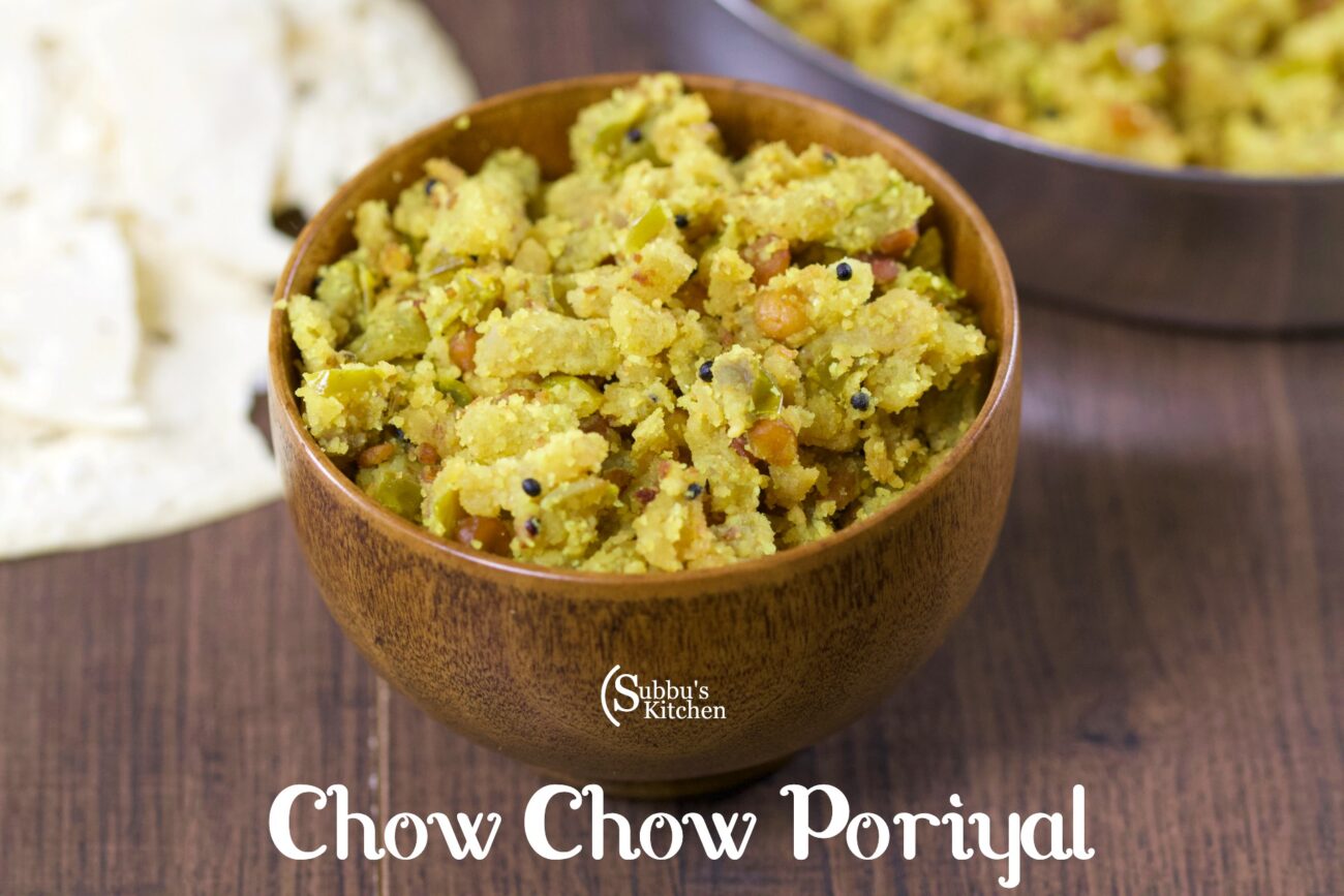 Chow Chow Poriyal Recipe Chayote Squash Stir Fry Recipe Subbus Kitchen
