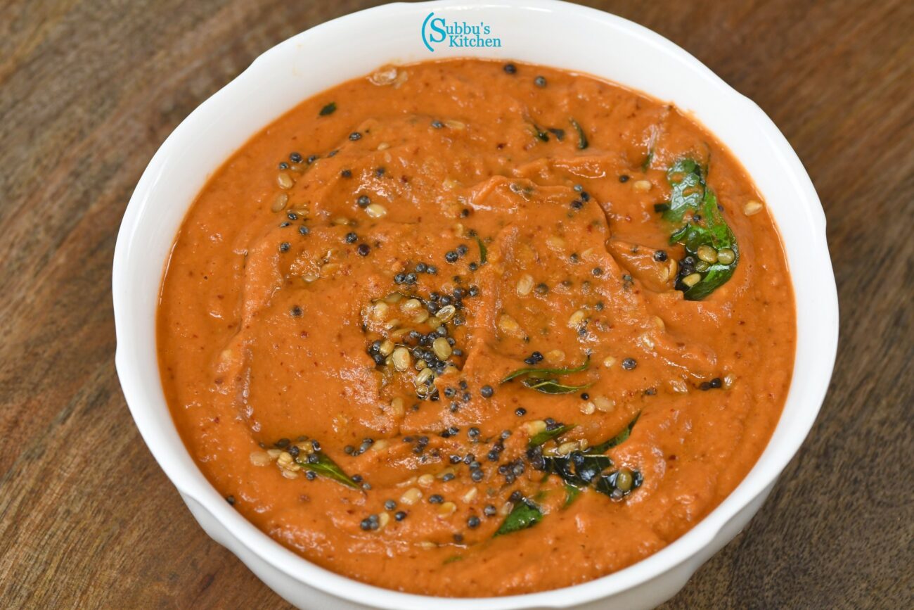 Onion Tomato Chutney Recipe Vengaya Thakkali Chutney Recipe Subbus