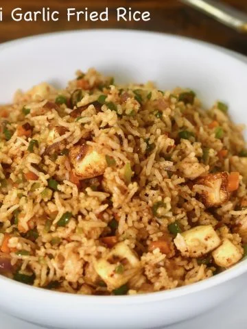Spicy Chili Garlic Fried Rice with colorful vegetables and Paneer